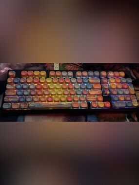 Colorful Gradient Custom Keyboard w/ Modified Keycaps  - Sunrise Palette